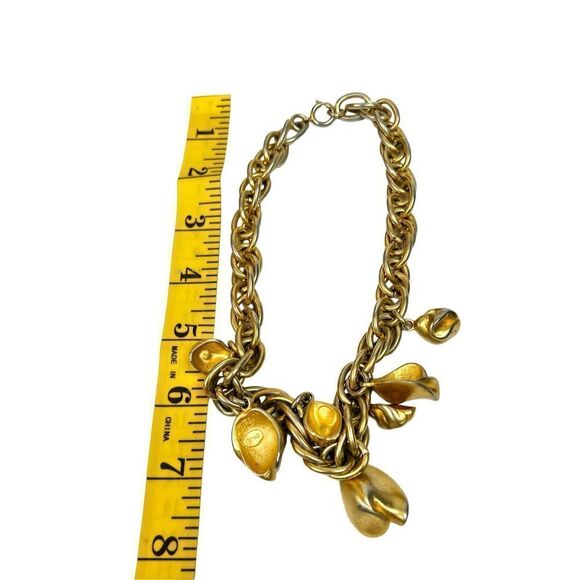 Vtg Kenneth Jay Lane Graduated Gold chucky necklace statement piece signed KJL - Picture 4 of 8